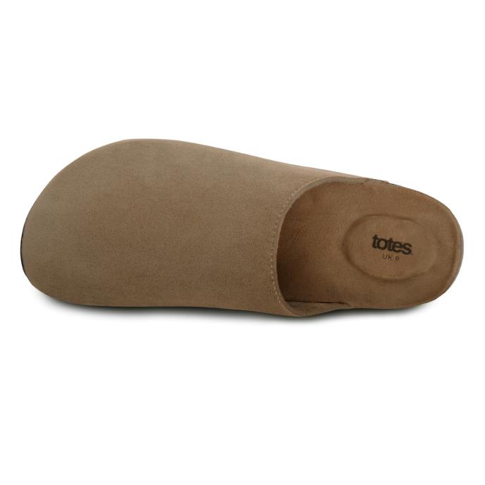 totes® Mens Microsuede Clog Brown Extra Image 3